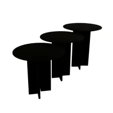  Hanah Home Dohányzóasztal szett Black Leo (55 + 50 + 45) - Fekete bútor