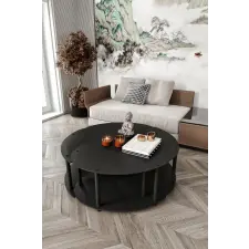  Hanah Home Dohányzóasztal Szett Fekete Yi Yang4L 70 - Fekete bútor