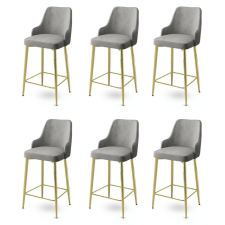 Hanah Home Enox Grey and Gold bárszék szett, 6 db, szürke, 6 db bútor
