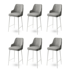 Hanah Home Enox Grey and White bárszék szett, 6 db, szürke, 6 db bútor