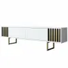  Hanah Home TV Stand White Gold Gold Line - White, Gold