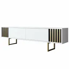  Hanah Home TV Stand White Gold Gold Line - White, Gold bútor