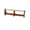  Hanah Home TV szekrény nappaliba 160x35x45 cm, 100% biztonsági üveg polcokkal, 100% tömör fenyő váz, átlátszó gesztenye szín - Ellenőrzött A · Re-Bloom
