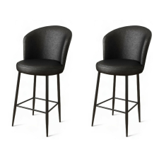 Hanah Home Uras Black and Black bárszék szett, 2 db, fekete, 2 db bútor