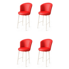 Hanah Home Uras Red and White bárszék szett, 4 db, piros, 4 db bútor