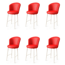 Hanah Home Uras Red and White bárszék szett, 6 db, piros, 6 db bútor