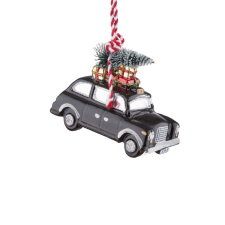 HANG ON üveg karácsonyfadísz, autó karácsonyfával karácsonyfadísz