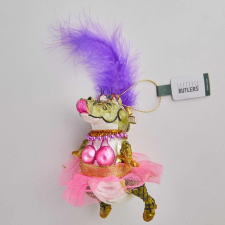  HANG ON üveg karácsonyfadísz, táncos krokodil lány karácsonyfadísz