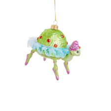 HANG ON üveg karácsonyfadísz, teknős hölgy 10 cm karácsonyfadísz