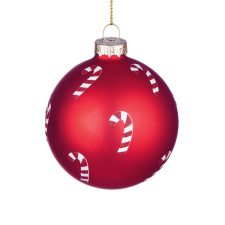 HANG ON üveggömb karácsonyfadísz, Candy Cane piros 8cm karácsonyfadísz
