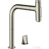 Hansgrohe METRIS Select M71 2 lyukú egykaros konyhai csaptelep 200, kihúzható zuhanyfejjel, 2 jet, rozsdamentes acél hatású 73819800