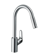 Hansgrohe Mosogató csaptelep Hansgrohe Focus kihúzható zuhannyal, 2 áram króm 73880000 csaptelep