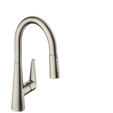 Hansgrohe Mosogató csaptelep Hansgrohe Talis kihúzható zuhannyal, 2 áram rozsdamentes acél megjelenés 73851800 csaptelep