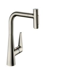 Hansgrohe Mosogató csaptelep Hansgrohe Talis kihúzható zuhannyal, 2 áram rozsdamentes acél megjelenés 73867800 csaptelep