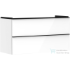 Hansgrohe XELU Q 118x49,5 cm-es 2 fiókos fali szekrény matt fekete fogantyúval,fényes fehér 54035670