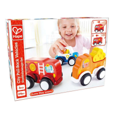 Hape 3 DB VISSZAHÚZHATÓ AUTÓS KÉSZLET autópálya és játékautó