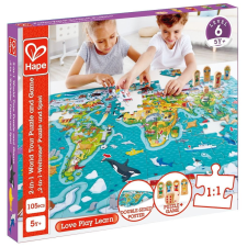 Hape Gyerek puzzle - A Föld térképe 2az1ben puzzle, kirakós