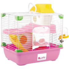 Happet Ketrec Rágcsálónak 29*22*30CM Kiegészítőkkel és Emelettel Rózsaszín K816 ketrec, szállítóbox rágcsálóknak