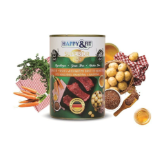 Happy & Fit Superior Dog Konzerv Friss Vaddisznóhús Srépával, burgonyával 400g kutyaeledel
