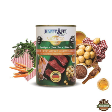 Happy&Fit Superior Dog Konzerv Friss Vaddisznóhús Srépával, burgonyával 400g kutyaeledel