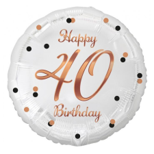  Happy Birthday 40 B&amp;C White fólia lufi 36 cm party kellék