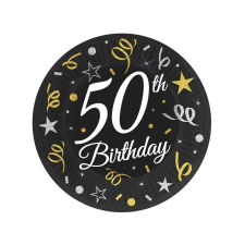  Happy Birthday 50 B&amp;C papírtányér 6 db-os 18 cm party kellék