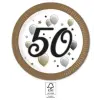  Happy Birthday 50 Milestone papírtányér 8 db-os 23 cm FSC