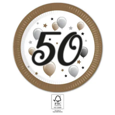 Happy Birthday 50 Milestone papírtányér 8 db-os 23 cm FSC party kellék