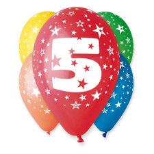 Happy Birthday 5 Star léggömb, lufi 5 db-os 12 inch (30cm) party kellék