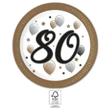  Happy Birthday 80 Milestone papírtányér 8 db-os 23 cm FSC party kellék