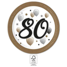 Happy Birthday 80 Milestone papírtányér 8 db-os 23 cm FSC party kellék