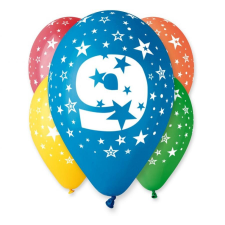 Happy Birthday 9 Star léggömb, lufi 5 db-os 12 inch (30cm) party kellék