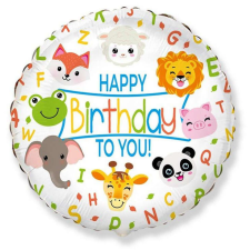  Happy Birthday Animals, Állatos fólia lufi 48 cm party kellék