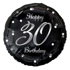  Happy Birthday Black-Silver 30 fólia lufi 36 cm party kellék
