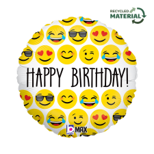  Happy Birthday Emoji fólia lufi 46 cm party kellék