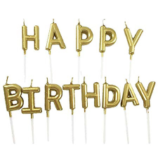  Happy Birthday feliratú születésnapi gyertya – Arany party kellék
