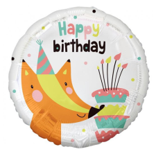 Happy Birthday Fox, Róka fólia lufi 36 cm party kellék