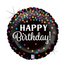 Happy Birthday Glitter Confetti fólia lufi 46 cm party kellék
