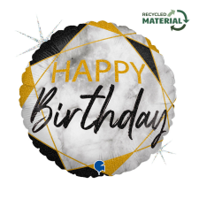 Happy Birthday Glitter Marble fólia lufi 46 cm party kellék