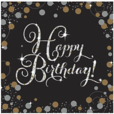  Happy Birthday Gold szalvéta 16 db-os 33x33 cm party kellék