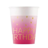  Happy Birthday Golden Pink papír pohár 8 db-os 200 ml FSC