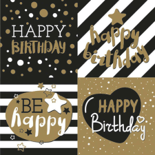 Happy Birthday Golden szalvéta 20 db-os 33x33 cm papírárú, csomagoló és tárolóeszköz