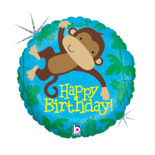 Happy Birthday Monkey Buddy Holo fólia lufi 46 cm party kellék