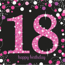 Happy Birthday Pink 18 szalvéta 16 db-os 33x33 cm party kellék