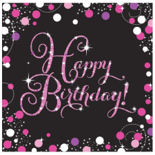 Happy Birthday Pink szalvéta 16 db-os 33x33 cm papírárú, csomagoló és tárolóeszköz