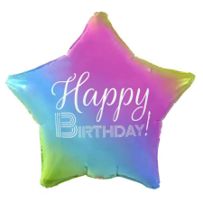  Happy Birthday Rainbow, Szivárvány csillag fólia lufi 44 cm party kellék