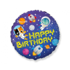  Happy Birthday Space, Űr fólia lufi 46 cm (WP)