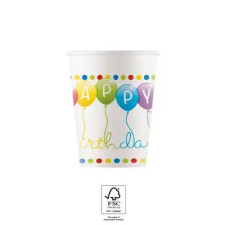 Happy Birthday Streamers papír pohár 8 db-os 200 ml FSC party kellék