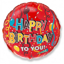  Happy Birthday Streamers Red fólia lufi 46 cm (WP) party kellék