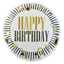 Happy Birthday Stripes fólia lufi 36 cm party kellék